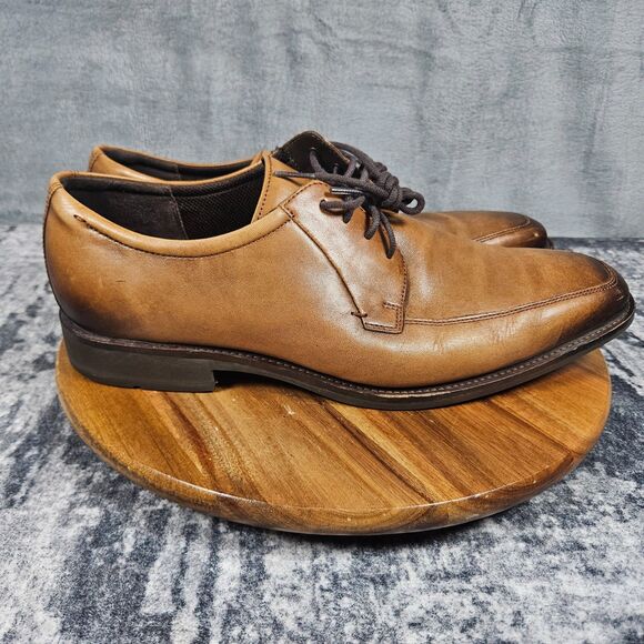 ECCO Calcan Shoes Mens 46/ 12 Brown Leather Lace Up Casual Apron Toe Derby main image 8